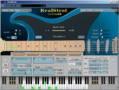 RealStrat – виртуальный инструмент, vst инструмент, использующий инновационный подход к моделированию гитарного звука и техники гитарной игры, посредствам стандартной MIDI клавиатуры.